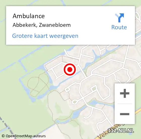 Locatie op kaart van de 112 melding: Ambulance Abbekerk, Zwanebloem op 31 mei 2014 19:55