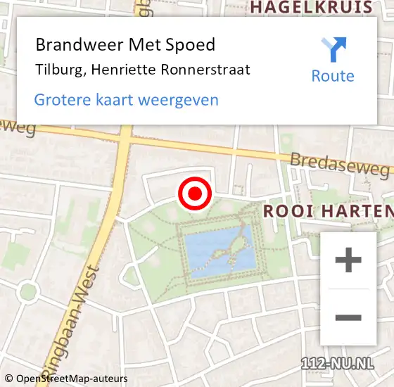 Locatie op kaart van de 112 melding: Brandweer Met Spoed Naar Tilburg, Henriette Ronnerstraat op 31 januari 2021 22:39