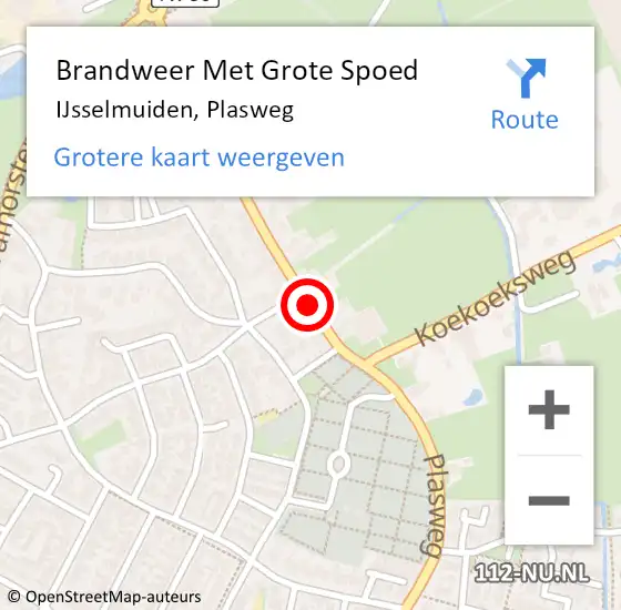 Locatie op kaart van de 112 melding: Brandweer Met Grote Spoed Naar IJsselmuiden, Plasweg op 31 januari 2021 22:51