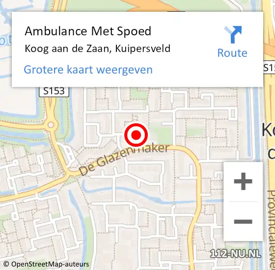 Locatie op kaart van de 112 melding: Ambulance Met Spoed Naar Koog aan de Zaan, Kuipersveld op 31 januari 2021 23:00