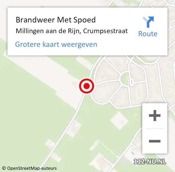 Locatie op kaart van de 112 melding: Brandweer Met Spoed Naar Millingen aan de Rijn, Crumpsestraat op 31 januari 2021 23:53