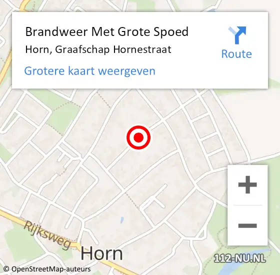 Locatie op kaart van de 112 melding: Brandweer Met Grote Spoed Naar Horn, Graafschap Hornestraat op 1 februari 2021 03:18