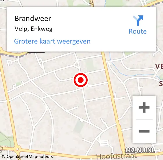 Locatie op kaart van de 112 melding: Brandweer Velp, Enkweg op 1 februari 2021 03:49