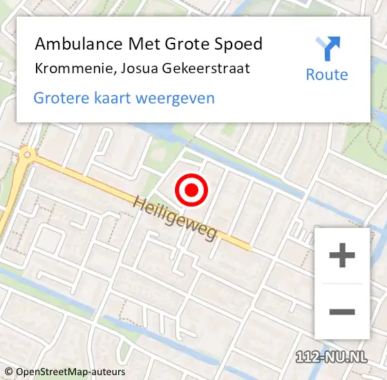 Locatie op kaart van de 112 melding: Ambulance Met Grote Spoed Naar Krommenie, Josua Gekeerstraat op 1 februari 2021 08:11