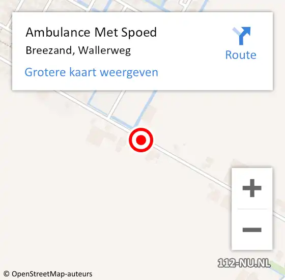 Locatie op kaart van de 112 melding: Ambulance Met Spoed Naar Breezand, Wallerweg op 1 februari 2021 08:26