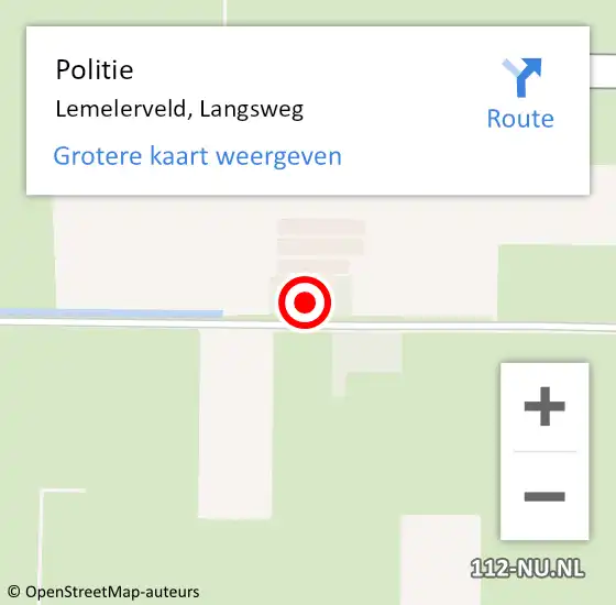 Locatie op kaart van de 112 melding: Politie Lemelerveld, Langsweg op 1 februari 2021 08:26