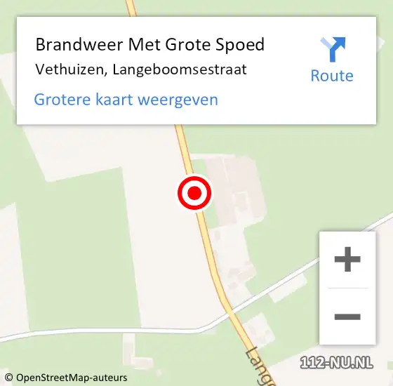 Locatie op kaart van de 112 melding: Brandweer Met Grote Spoed Naar Vethuizen, Langeboomsestraat op 1 februari 2021 08:40