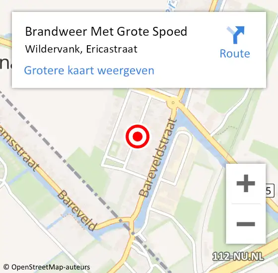 Locatie op kaart van de 112 melding: Brandweer Met Grote Spoed Naar Wildervank, Ericastraat op 31 mei 2014 20:48