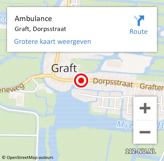 Locatie op kaart van de 112 melding: Ambulance Graft, Dorpsstraat op 1 februari 2021 09:13