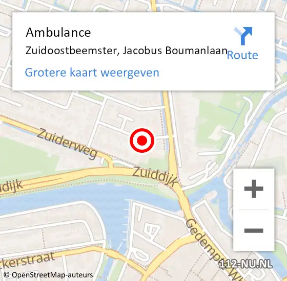 Locatie op kaart van de 112 melding: Ambulance Zuidoostbeemster, Jacobus Boumanlaan op 1 februari 2021 11:52