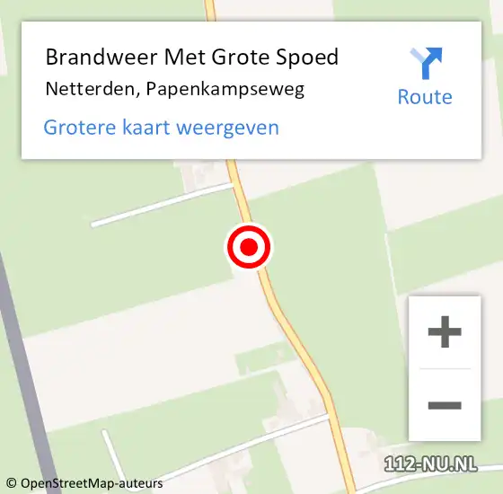 Locatie op kaart van de 112 melding: Brandweer Met Grote Spoed Naar Netterden, Papenkampseweg op 1 februari 2021 12:34