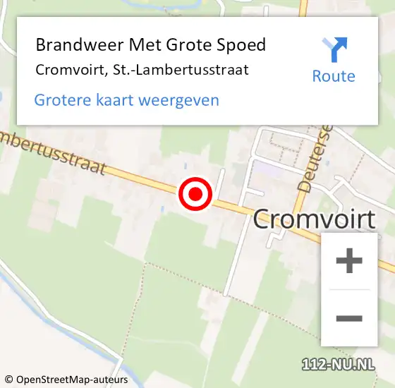 Locatie op kaart van de 112 melding: Brandweer Met Grote Spoed Naar Cromvoirt, St.-Lambertusstraat op 1 februari 2021 13:42