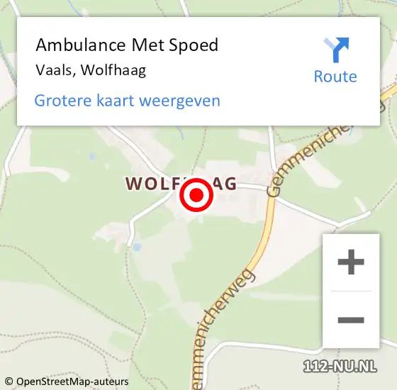 Locatie op kaart van de 112 melding: Ambulance Met Spoed Naar Vaals, Wolfhaag op 31 mei 2014 21:37