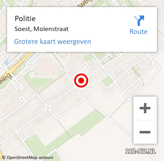 Locatie op kaart van de 112 melding: Politie Soest, Molenstraat op 1 februari 2021 14:43