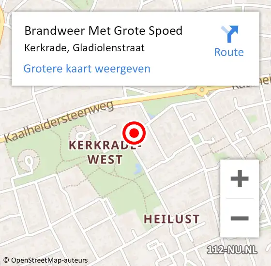 Locatie op kaart van de 112 melding: Brandweer Met Grote Spoed Naar Kerkrade, Gladiolenstraat op 1 februari 2021 14:46