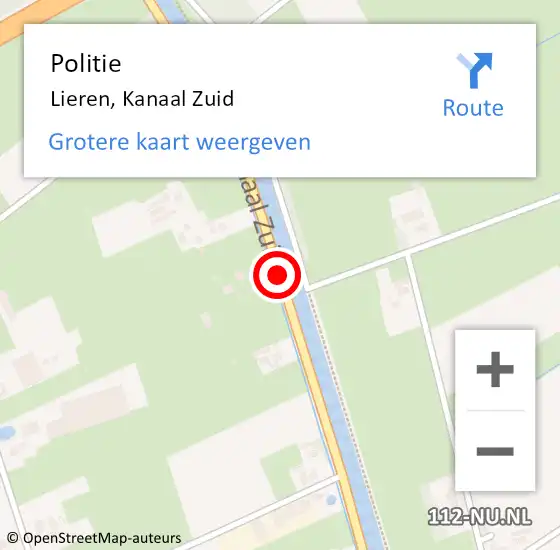 Locatie op kaart van de 112 melding: Politie Lieren, Kanaal Zuid op 1 februari 2021 15:03