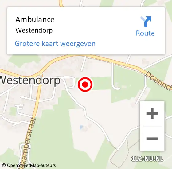 Locatie op kaart van de 112 melding: Ambulance Westendorp op 1 februari 2021 16:07