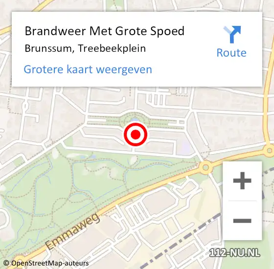 Locatie op kaart van de 112 melding: Brandweer Met Grote Spoed Naar Brunssum, Treebeekplein op 1 februari 2021 20:24