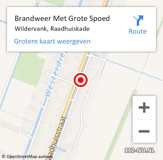 Locatie op kaart van de 112 melding: Brandweer Met Grote Spoed Naar Wildervank, Raadhuiskade op 1 februari 2021 22:27