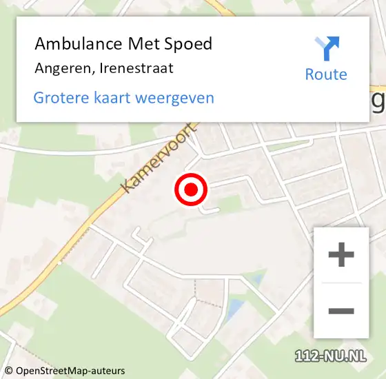 Locatie op kaart van de 112 melding: Ambulance Met Spoed Naar Angeren, Irenestraat op 1 februari 2021 22:31