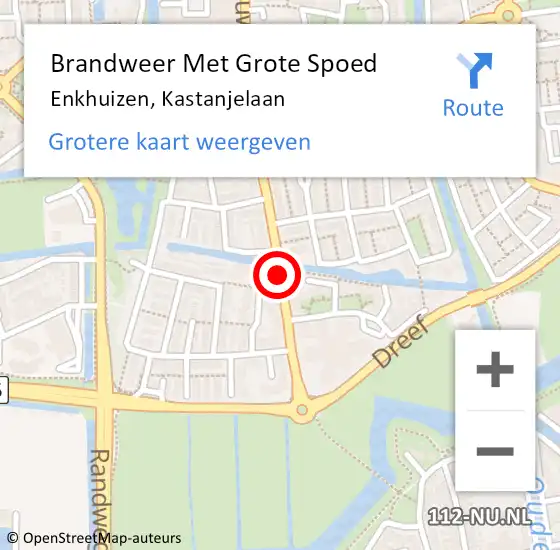 Locatie op kaart van de 112 melding: Brandweer Met Grote Spoed Naar Enkhuizen, Kastanjelaan op 1 februari 2021 22:43