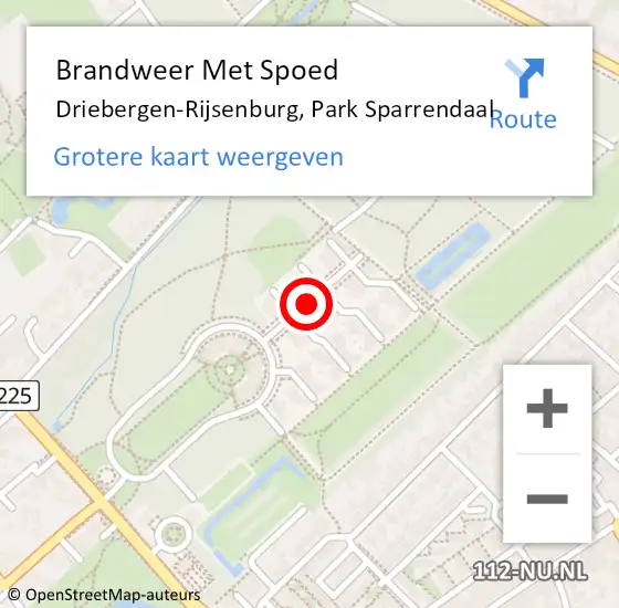 Locatie op kaart van de 112 melding: Brandweer Met Spoed Naar Driebergen-Rijsenburg, Park Sparrendaal op 1 februari 2021 23:03