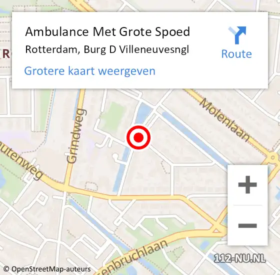 Locatie op kaart van de 112 melding: Ambulance Met Grote Spoed Naar Rotterdam, Burg D Villeneuvesngl op 2 februari 2021 02:01