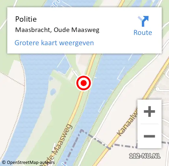 Locatie op kaart van de 112 melding: Politie Maasbracht, Oude Maasweg op 2 februari 2021 08:29