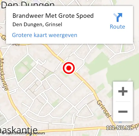 Locatie op kaart van de 112 melding: Brandweer Met Grote Spoed Naar Den Dungen, Grinsel op 2 februari 2021 08:32