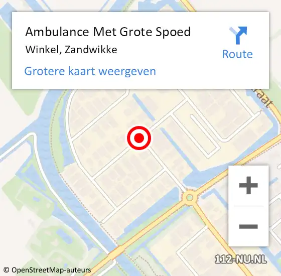 Locatie op kaart van de 112 melding: Ambulance Met Grote Spoed Naar Winkel, Zandwikke op 2 februari 2021 09:10