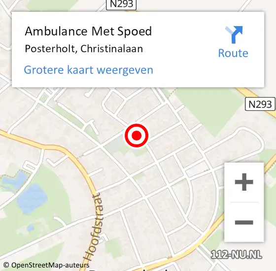 Locatie op kaart van de 112 melding: Ambulance Met Spoed Naar Posterholt, Christinalaan op 2 februari 2021 09:35