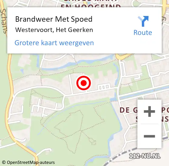 Locatie op kaart van de 112 melding: Brandweer Met Spoed Naar Westervoort, Het Geerken op 2 februari 2021 11:02