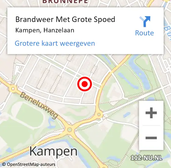 Locatie op kaart van de 112 melding: Brandweer Met Grote Spoed Naar Kampen, Hanzelaan op 31 mei 2014 23:32