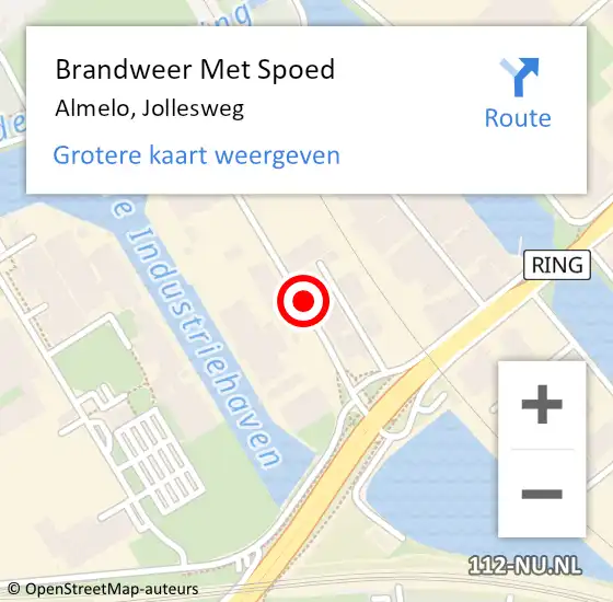 Locatie op kaart van de 112 melding: Brandweer Met Spoed Naar Almelo, Jollesweg op 2 februari 2021 12:57