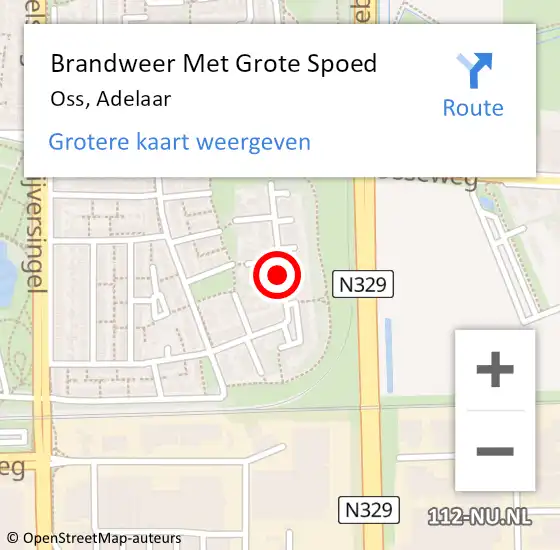 Locatie op kaart van de 112 melding: Brandweer Met Grote Spoed Naar Oss, Adelaar op 2 februari 2021 13:20