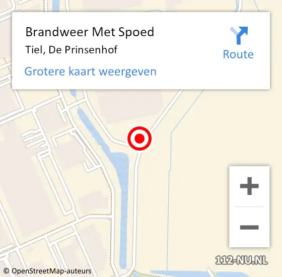 Locatie op kaart van de 112 melding: Brandweer Met Spoed Naar Tiel, De Prinsenhof op 2 februari 2021 13:38