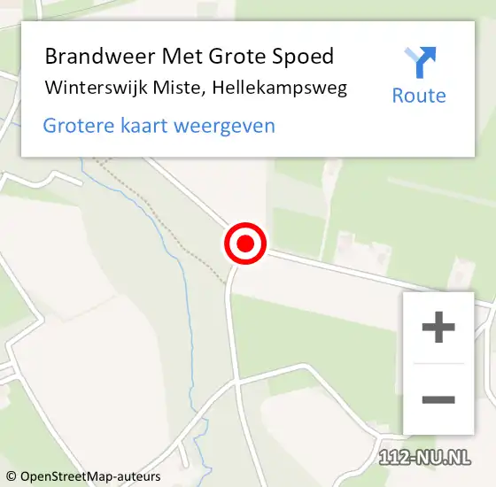 Locatie op kaart van de 112 melding: Brandweer Met Grote Spoed Naar Winterswijk Miste, Hellekampsweg op 2 februari 2021 14:08