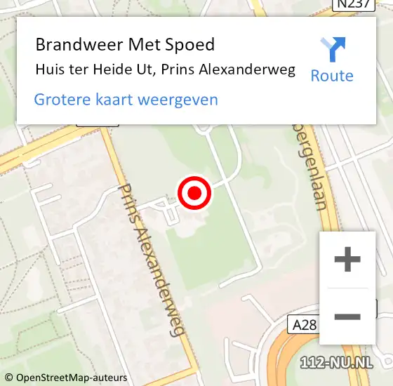 Locatie op kaart van de 112 melding: Brandweer Met Spoed Naar Huis ter Heide Ut, Prins Alexanderweg op 2 februari 2021 14:22