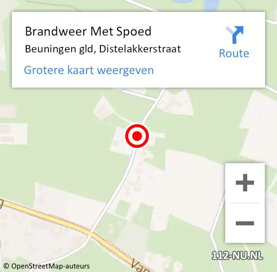 Locatie op kaart van de 112 melding: Brandweer Met Spoed Naar Beuningen gld, Distelakkerstraat op 2 februari 2021 14:33