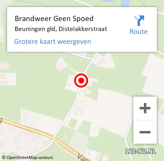 Locatie op kaart van de 112 melding: Brandweer Geen Spoed Naar Beuningen gld, Distelakkerstraat op 2 februari 2021 14:37