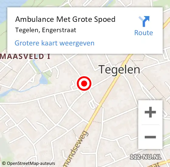 Locatie op kaart van de 112 melding: Ambulance Met Grote Spoed Naar Tegelen, Engerstraat op 2 februari 2021 15:16