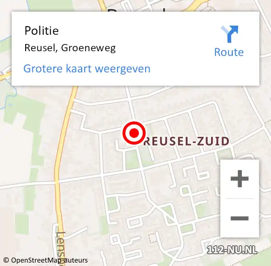 Locatie op kaart van de 112 melding: Politie Reusel, Groeneweg op 2 februari 2021 15:35