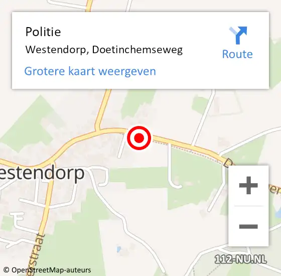 Locatie op kaart van de 112 melding: Politie Westendorp, Doetinchemseweg op 2 februari 2021 15:36