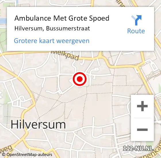 Locatie op kaart van de 112 melding: Ambulance Met Grote Spoed Naar Hilversum, Bussumerstraat op 2 februari 2021 16:51