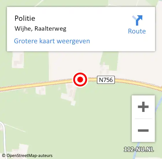 Locatie op kaart van de 112 melding: Politie Wijhe, Raalterweg op 2 februari 2021 16:57