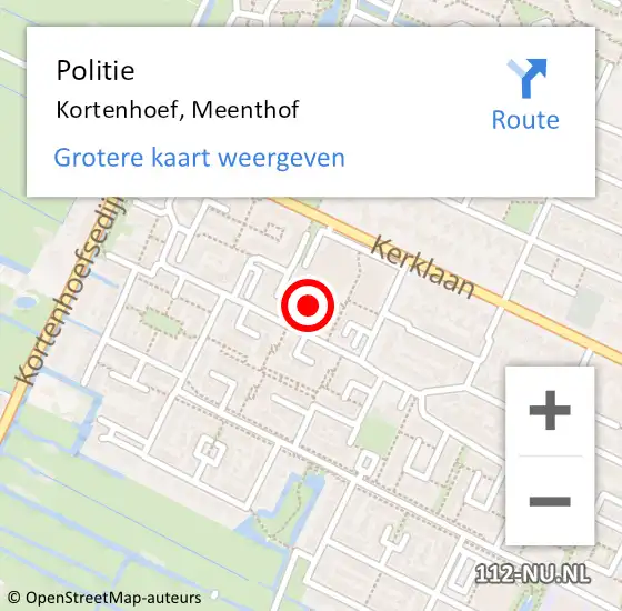 Locatie op kaart van de 112 melding: Politie Kortenhoef, Meenthof op 2 februari 2021 17:34