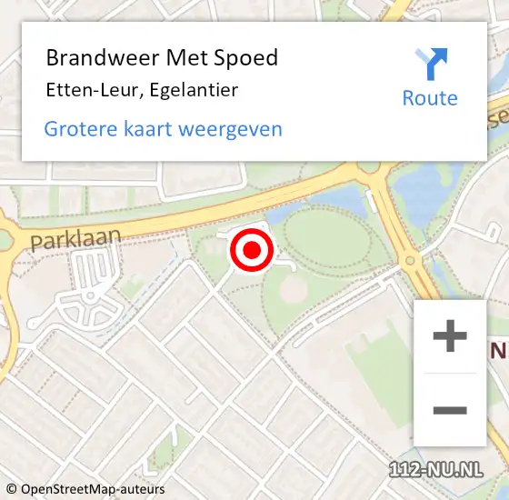 Locatie op kaart van de 112 melding: Brandweer Met Spoed Naar Etten-Leur, Egelantier op 2 februari 2021 18:55