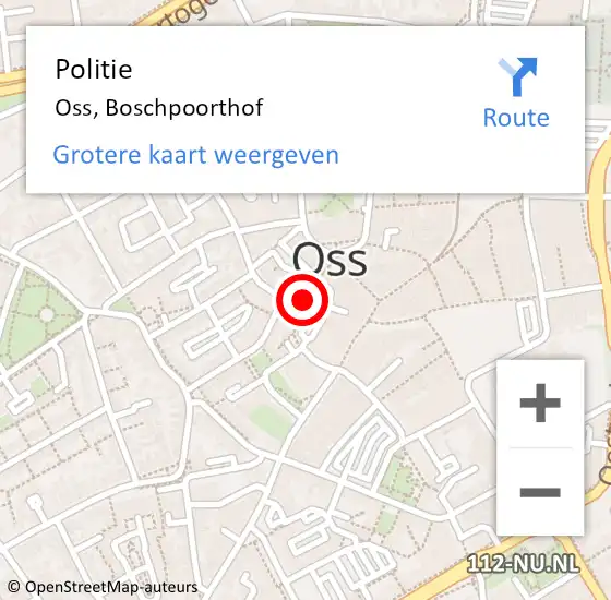 Locatie op kaart van de 112 melding: Politie Oss, Boschpoorthof op 2 februari 2021 19:32