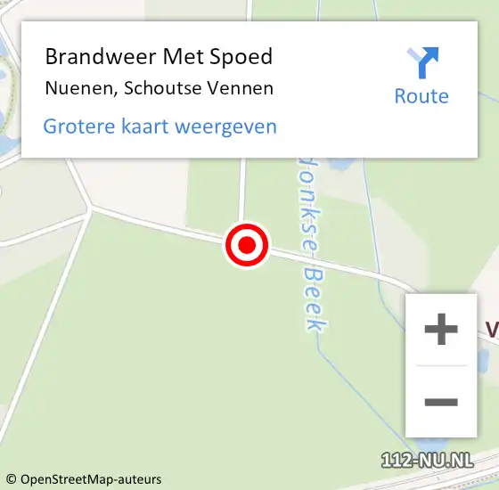 Locatie op kaart van de 112 melding: Brandweer Met Spoed Naar Nuenen, Schoutse Vennen op 2 februari 2021 19:45