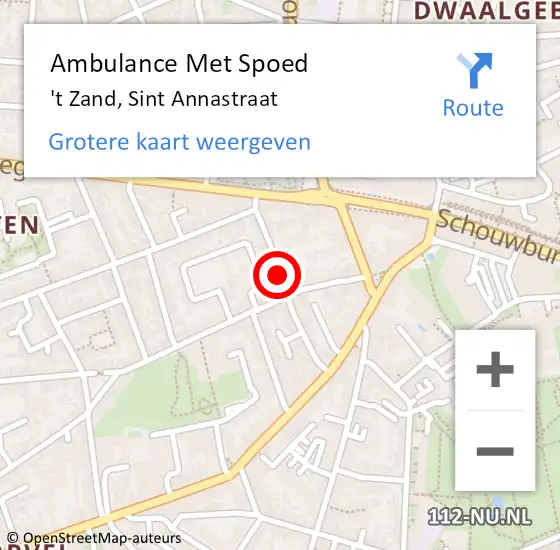 Locatie op kaart van de 112 melding: Ambulance Met Spoed Naar 't Zand, Sint Annastraat op 2 februari 2021 19:45